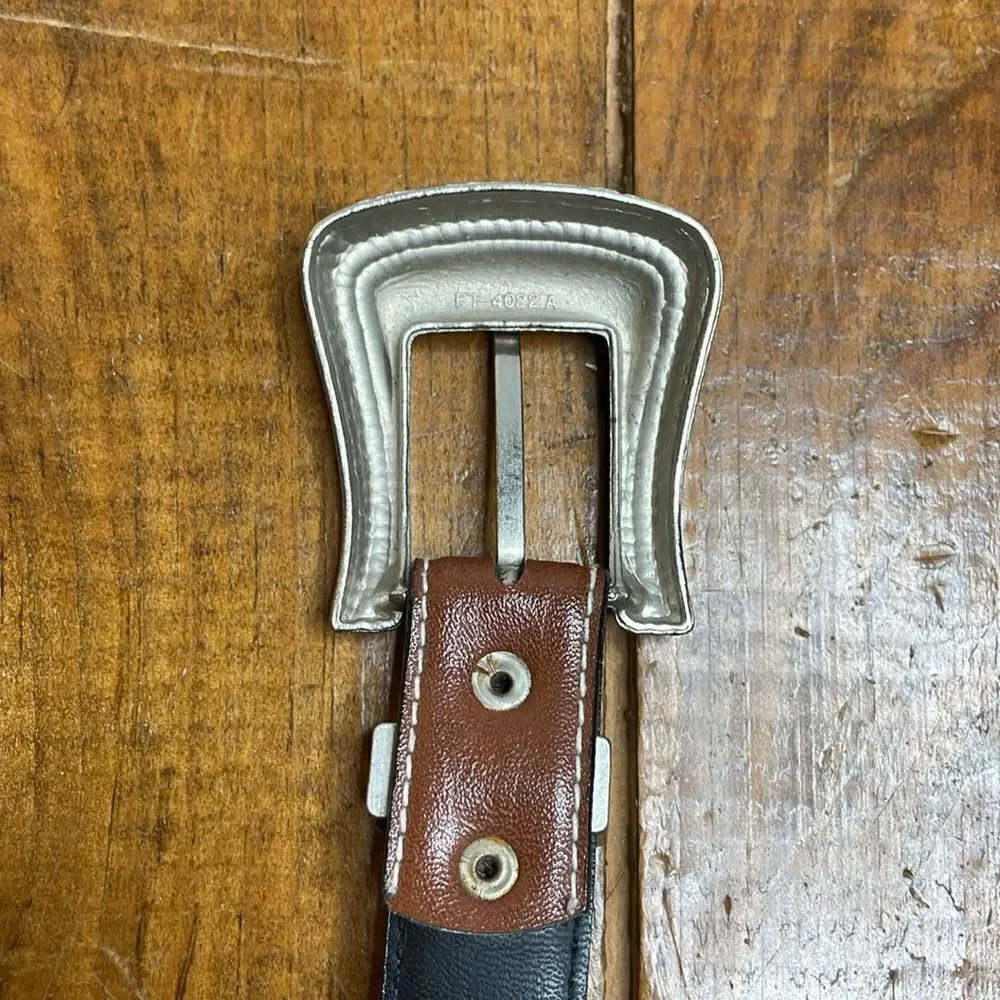 Western Vegan Leather Brown and Silver belt small